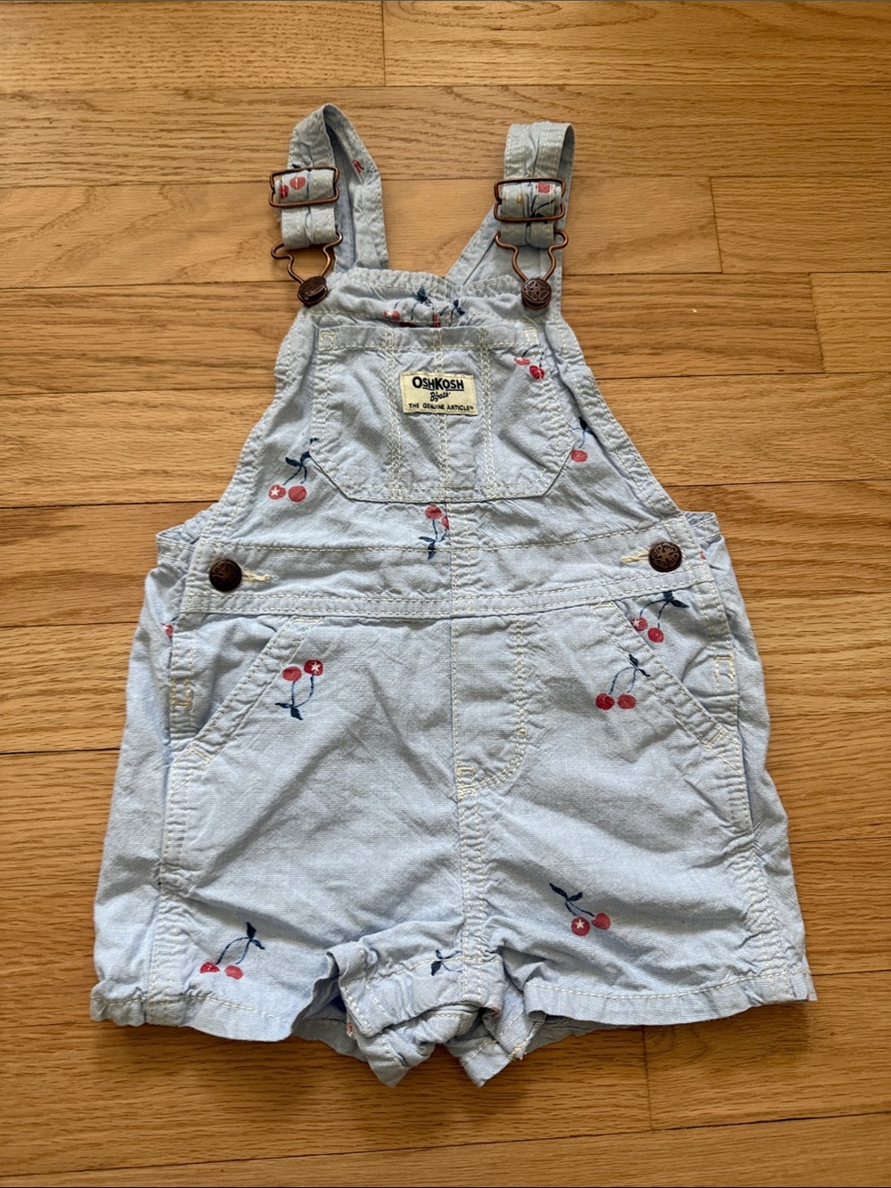 OshKosh 18 M Light Blue Cherry Short Overalls